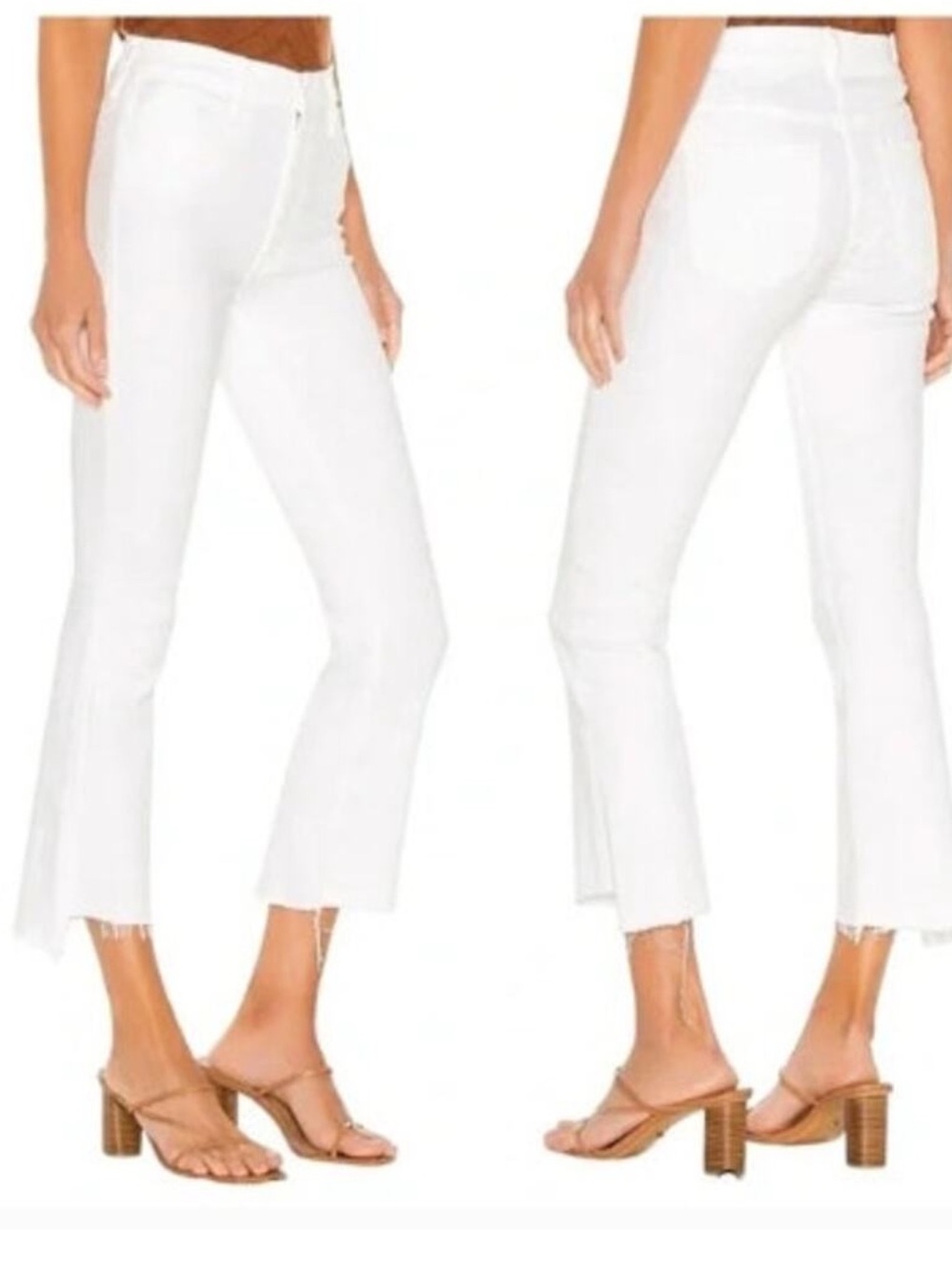 MOTHER Jeans White Insider Crop Step Fray